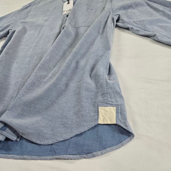 Folk Mens Button Up Shirt Blue Long Sleeve Elbow Patch NEW 6 XXL Business Casual - Picture 9 of 12